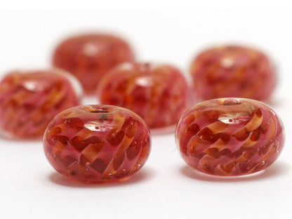 10109221 - Six Pink Hard Candy Rondelle Beads