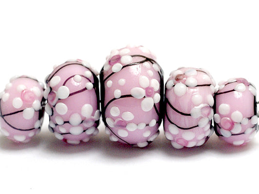 10110011 - Five Cherry Blossom Graduated Rondelle Beads