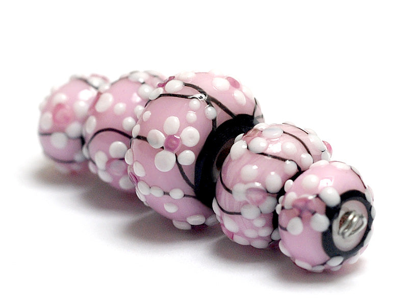 10110011 - Five Cherry Blossom Graduated Rondelle Beads