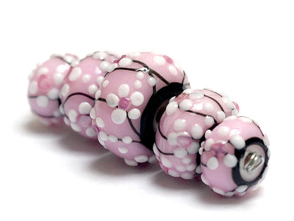 10110011 - Five Cherry Blossom Graduated Rondelle Beads