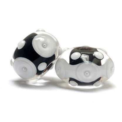 10202101 - Seven Black & White Rondelle Beads