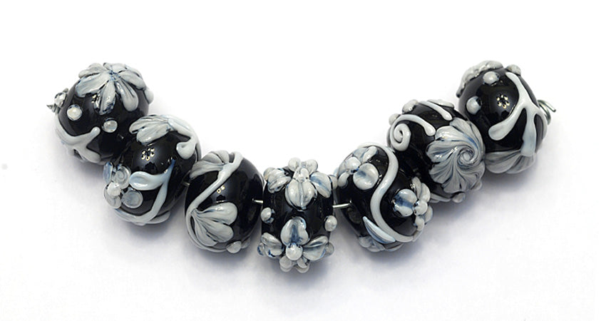 10204201 - Seven Midnight Garden Rondelle Beads