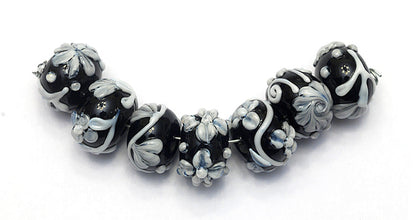 10204201 - Seven Midnight Garden Rondelle Beads