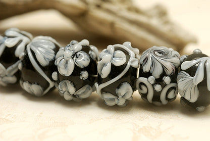 10204201 - Seven Midnight Garden Rondelle Beads