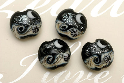 10204812 - Four Sable Celestial Lentil Beads