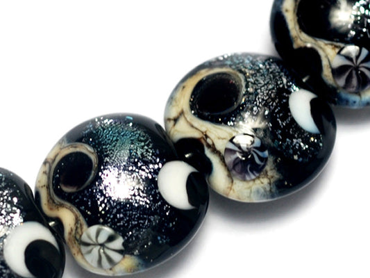 10204812 - Four Sable Celestial Lentil Beads