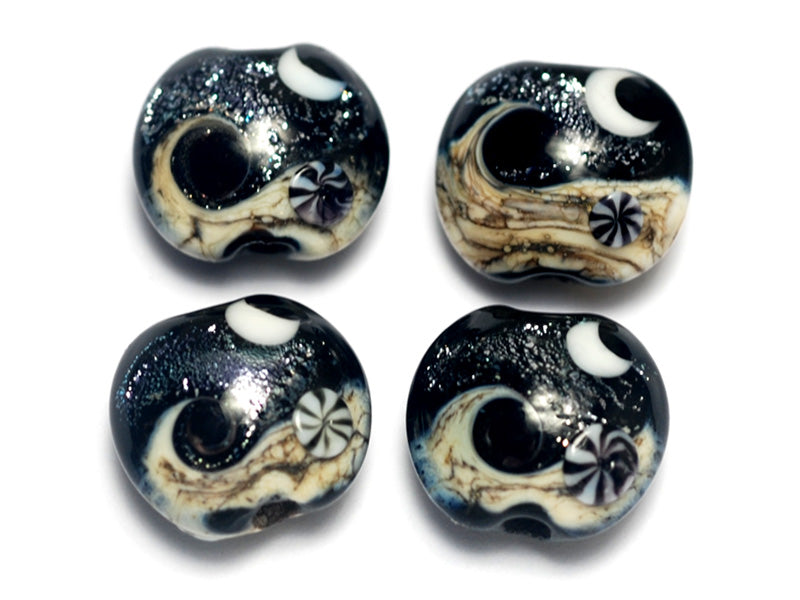 10204812 - Four Sable Celestial Lentil Beads