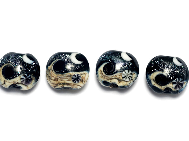 10204812 - Four Sable Celestial Lentil Beads