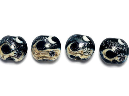 10204812 - Four Sable Celestial Lentil Beads