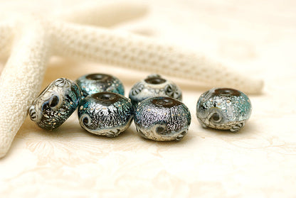 10204821 - Six Sable Celestial Rondelle Beads