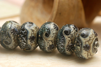 10204821 - Six Sable Celestial Rondelle Beads