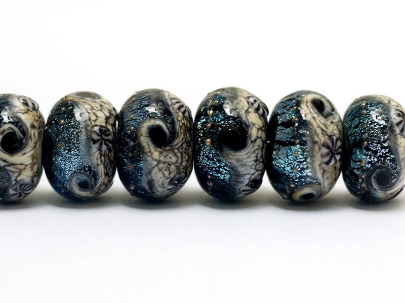 10204821 - Six Sable Celestial Rondelle Beads
