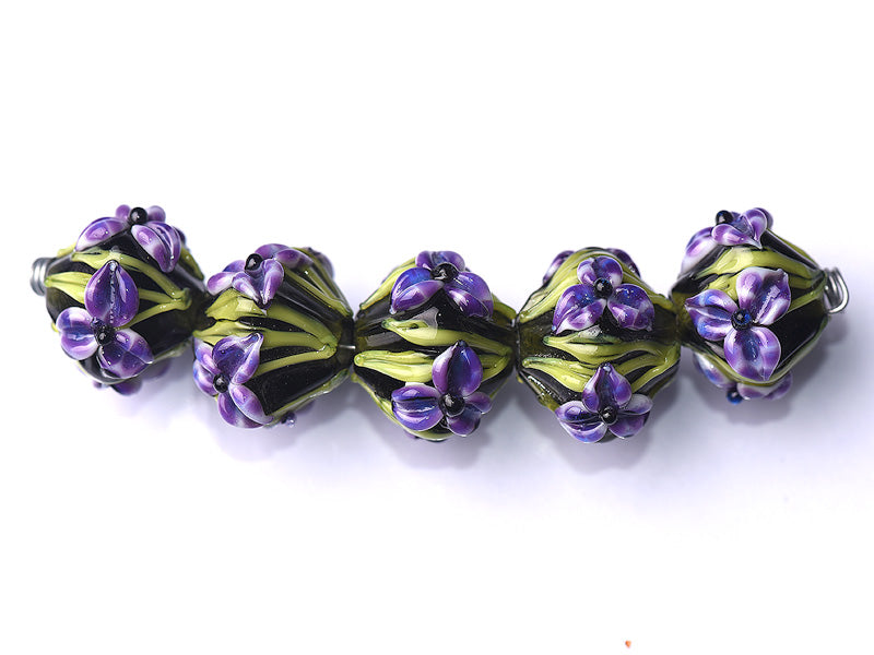 10205707 - Five Purple Iris Crystal Beads