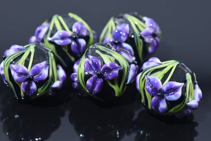 10205707 - Five Purple Iris Crystal Beads