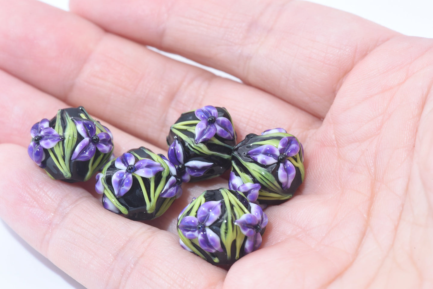 10205707 - Five Purple Iris Crystal Beads