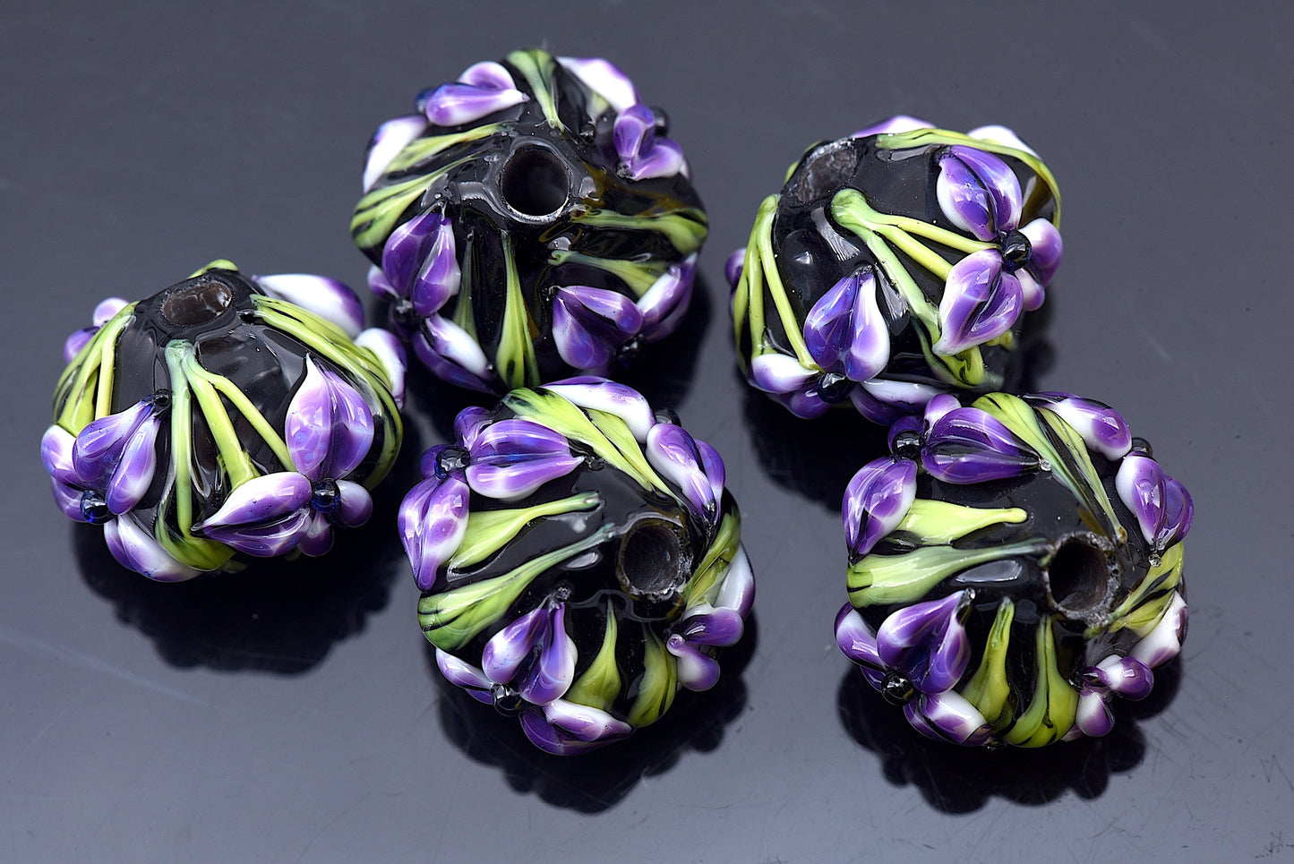 10205707 - Five Purple Iris Crystal Beads