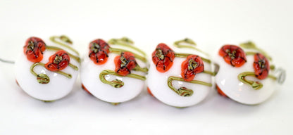 10205912 - Four California Poppy Flower Lentil Beads