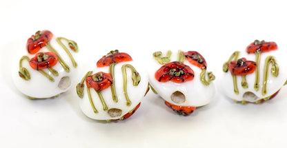10205912 - Four California Poppy Flower Lentil Beads