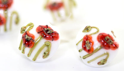 10205912 - Four California Poppy Flower Lentil Beads