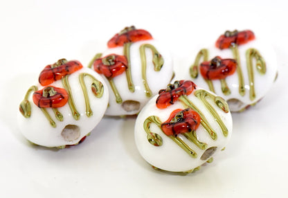 10205912 - Four California Poppy Flower Lentil Beads