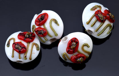 10205912 - Four California Poppy Flower Lentil Beads