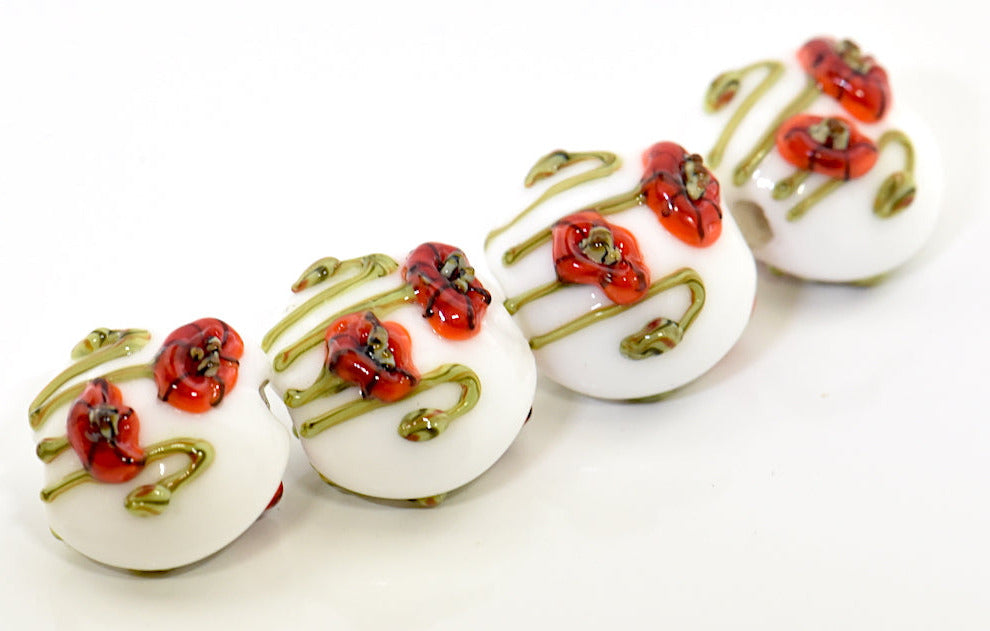 10205912 - Four California Poppy Flower Lentil Beads