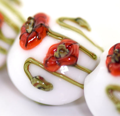 10205912 - Four California Poppy Flower Lentil Beads