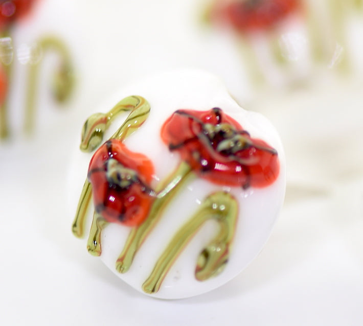 10205912 - Four California Poppy Flower Lentil Beads