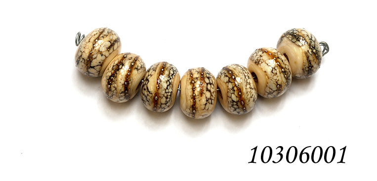 10306001 - Seven Dark Ivory w/Silver Rondelle Beads