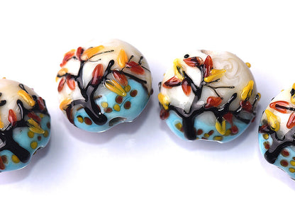 10306312 - Four Autumn Tree Lentil Beads