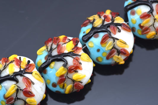 10306312 - Four Autumn Tree Lentil Beads