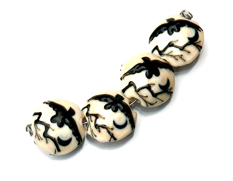 10306412 - Four Flying Raven Lentil Beads