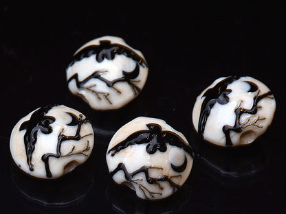 10306412 - Four Flying Raven Lentil Beads