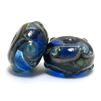 10406501 - Seven Deep Blue Ocean Rondelle Beads