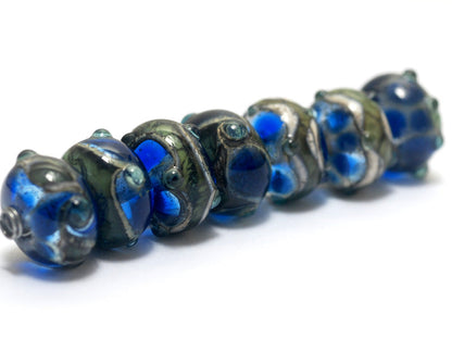10406501 - Seven Deep Blue Ocean Rondelle Beads