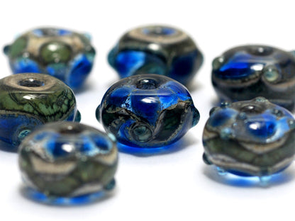 10406501 - Seven Deep Blue Ocean Rondelle Beads
