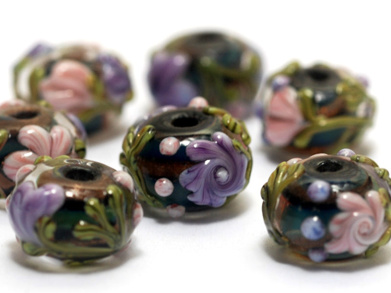 10407401 - Seven Hidden Garden Rondelle Beads