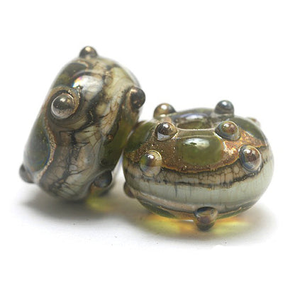 10503401 - Seven Green w/Silver Foil Rondelle Beads