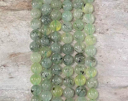 Prehnite w/ Black Tourmaline & Epidote Round