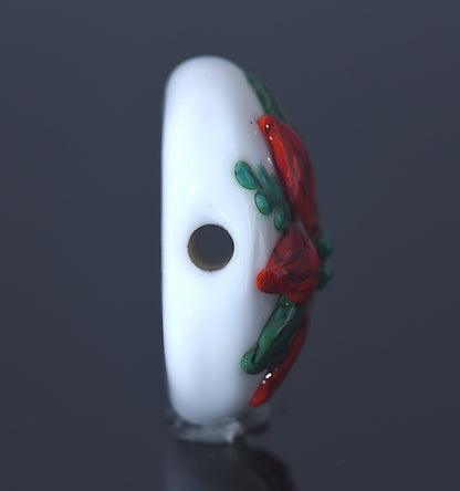 11843402 - Red Poinsettia Christmas Lentil Focal Bead