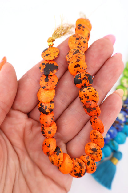 Cascading Coin Speckled Bone Beads, Multi-Colored 12mm Beads