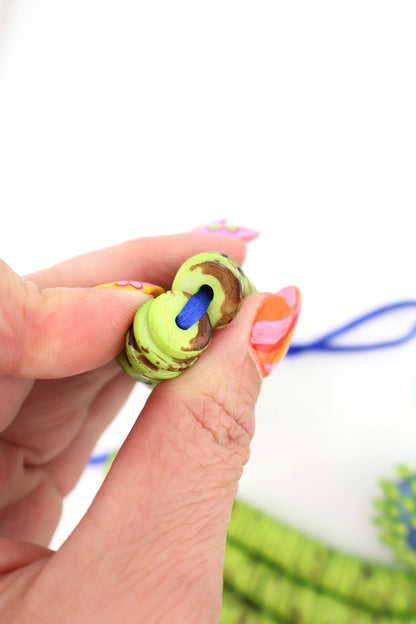 12mm Heishi Lime Green Speckled Bone Beads: Disc Spacers, 90 beads