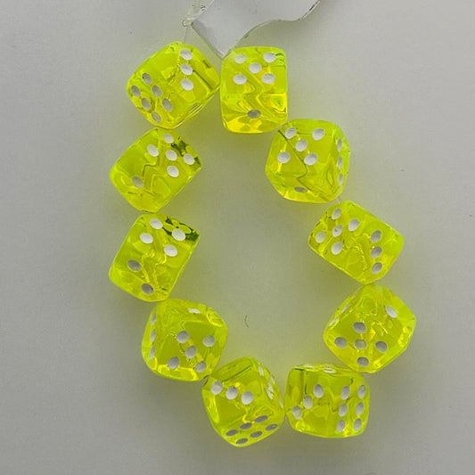 Dice Bead 9mm Yellow Neon