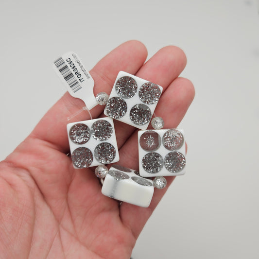 Glitter Square 20mm White
