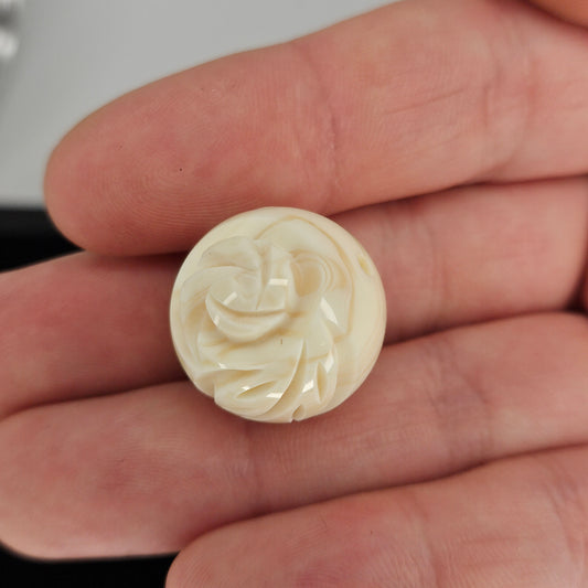 Carved Rose Bead 20mm Ivory
