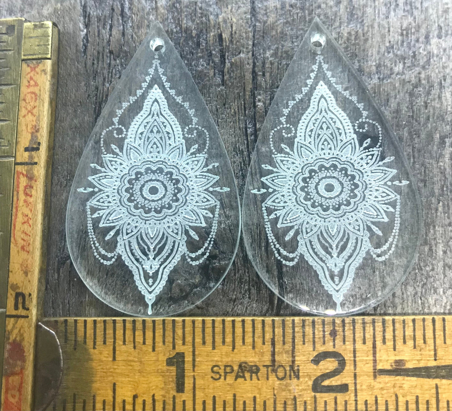 Engraved Clear Glass Earring Drops Pair - Components - Jewelry Blanks - CB&CO