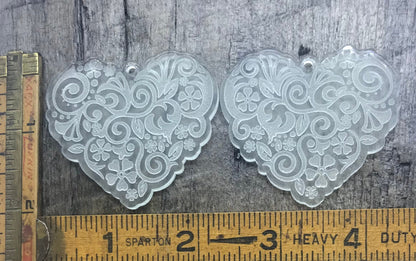 Engraved Heart Acrylic Pair - Jewelry Making Supplies and Blanks - CB&CO