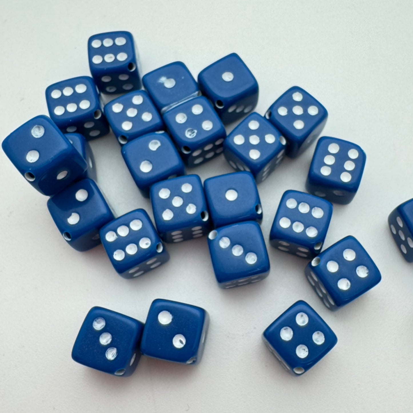 Dice Bead 9mm Denim Blue with white