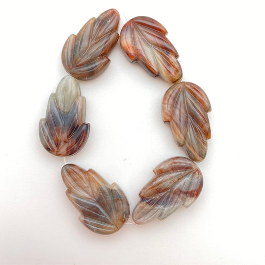 Leaves Bead 28mm Browns