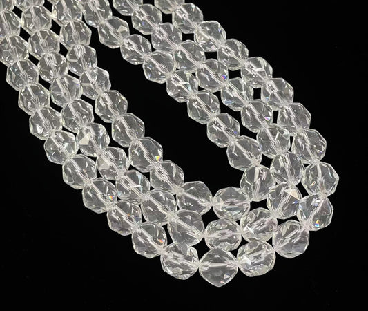 Crystal Clear Quartz AA Faceted Round Star Cut 14mm